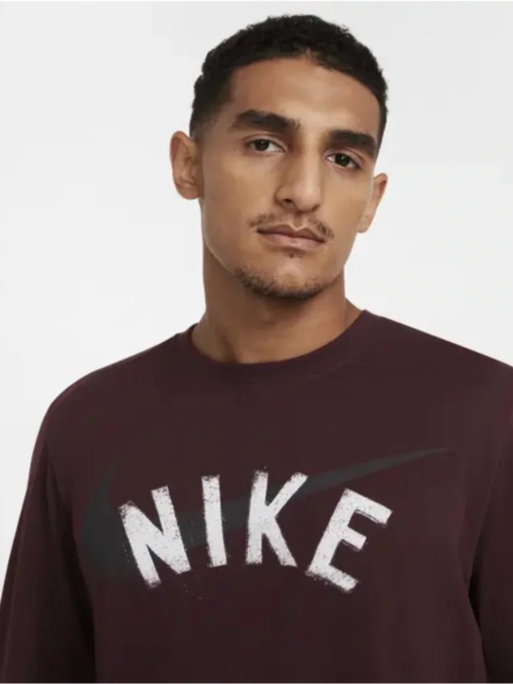 Nike Dri-FIT T-Shirt Burgundy Long Sleeve Logo Graphic Crew Neck Men 3XL Workout